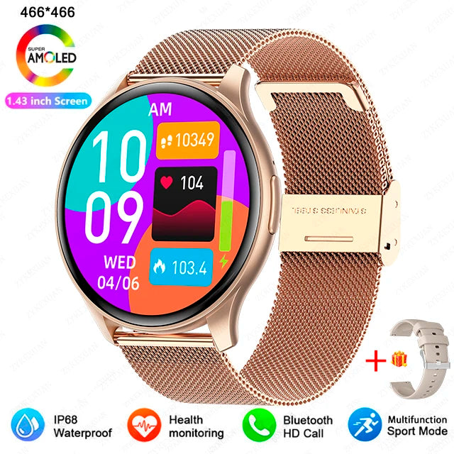 2025 New For Xiaomi Huawei 1.43 inches Bluetooth Call Smartwatch Women Men