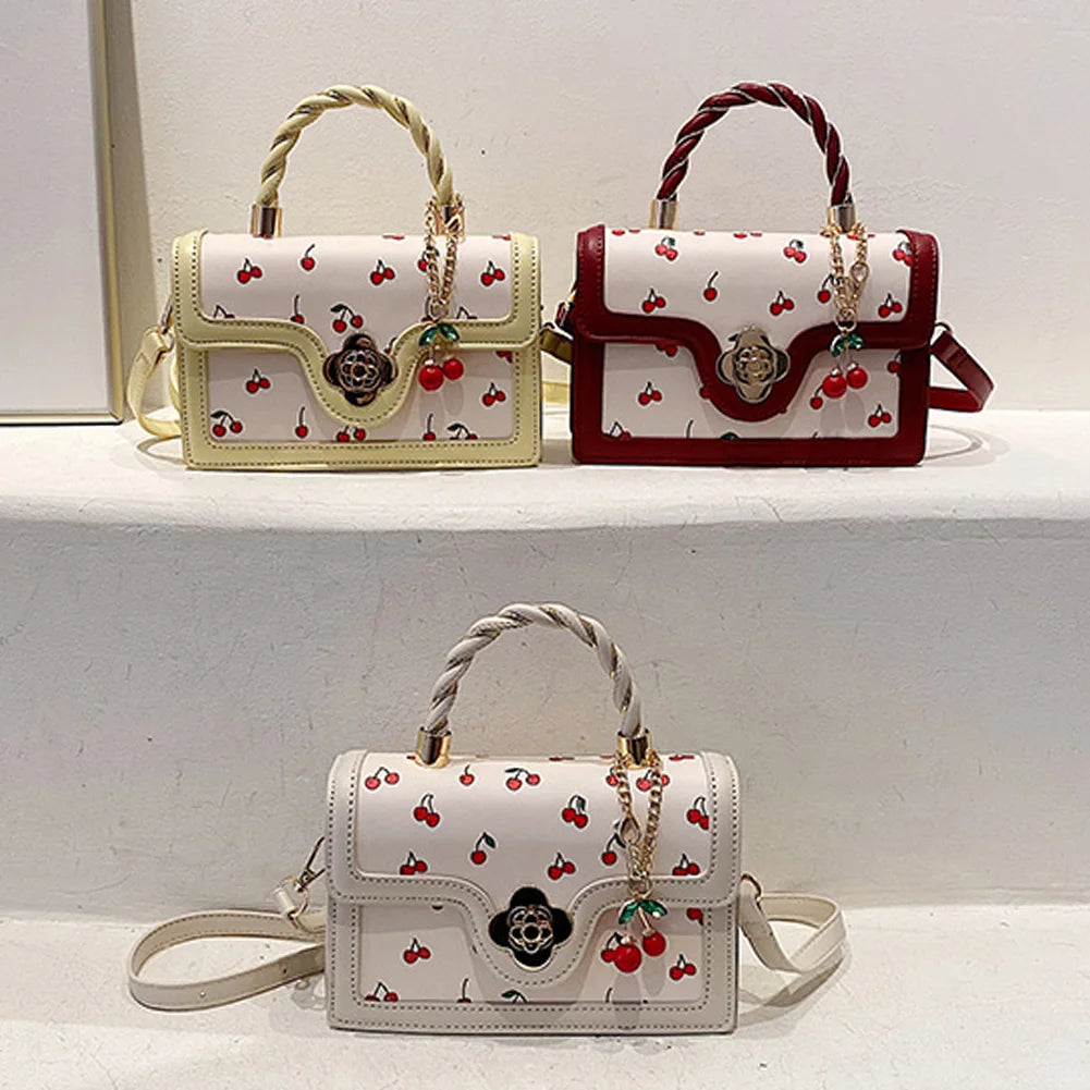 Women Cherry Square Chain Bag