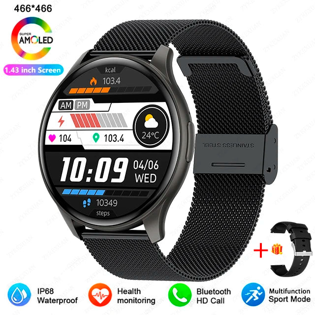 2025 New For Xiaomi Huawei 1.43 inches Bluetooth Call Smartwatch Women Men
