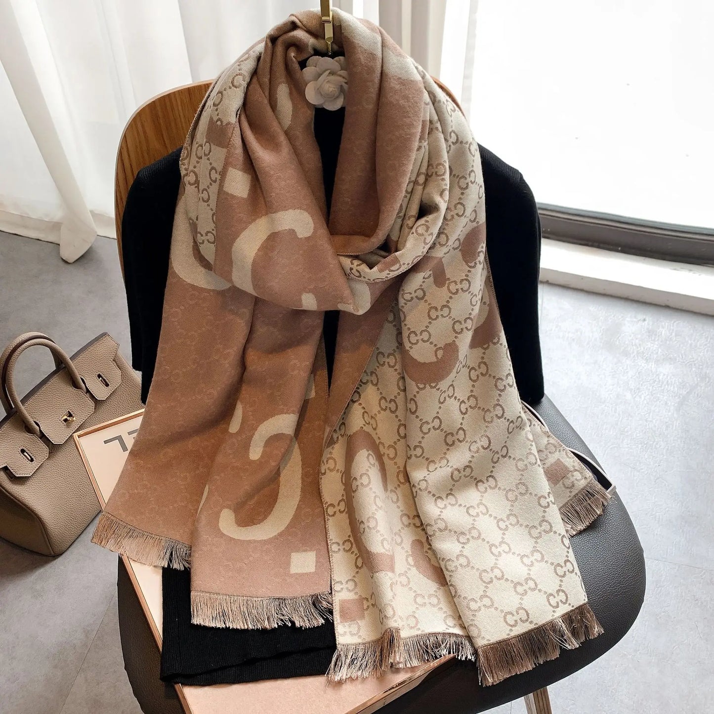 Luxury design of winter women's scarves, double-sided imitation cashmere scarves,
