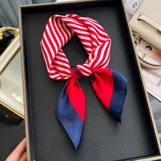 Luxury Silk Hair Square Scarf Women Satin Neck Tie Hand Wrist Foulard Summer