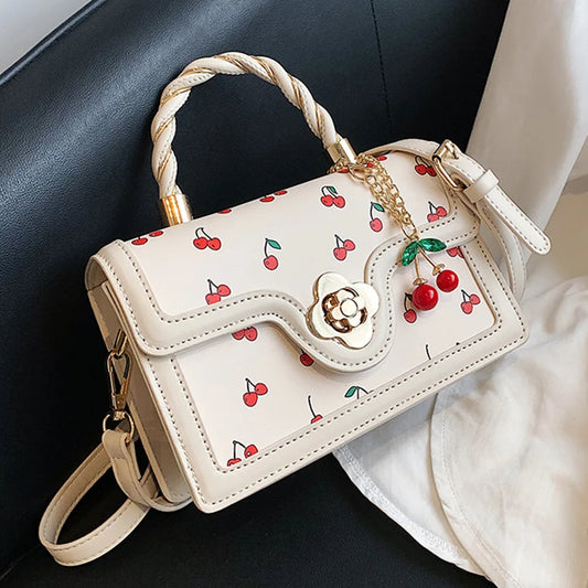 Women Cherry Square Chain Bag