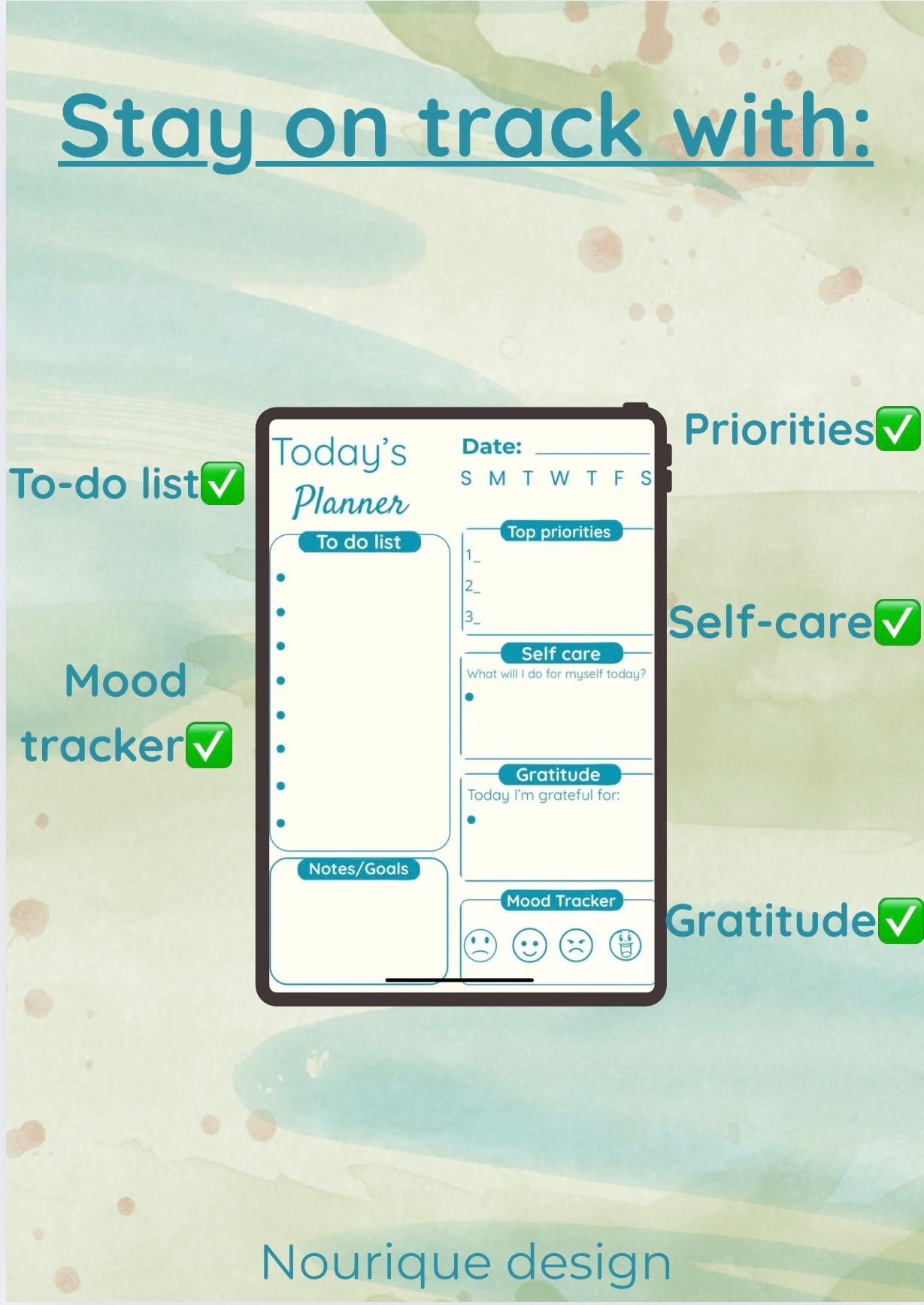 Today's Planner-Minimalist Daily Planner-Digital and Printable (Ipad+PDF,4 Colors)