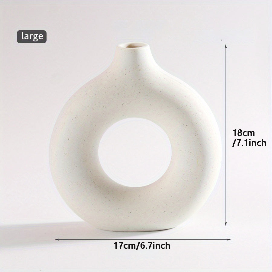 1pc, White Ceramic Vase White Vases For Decor