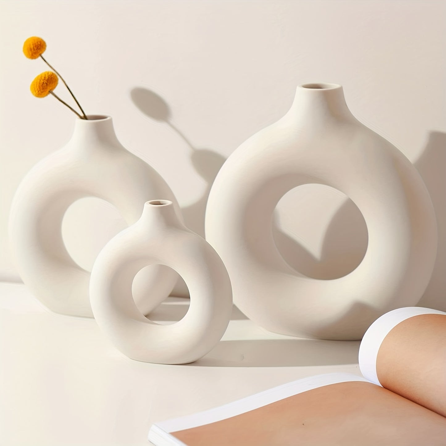 1pc, White Ceramic Vase White Vases For Decor