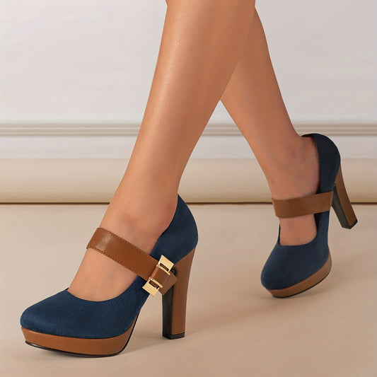 Women's Retro Style Round Toe High Heeled Pumps