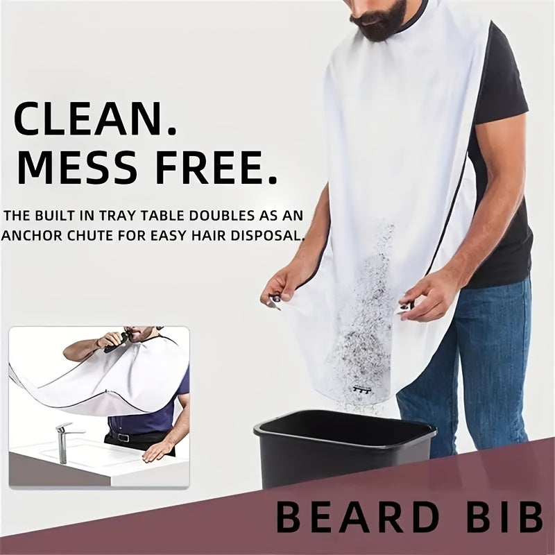 Beard Grooming Apron - Built-in Tray for Easy Hair Disposal,