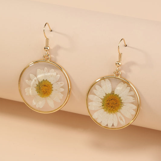 Daisy Flower Resin Drop Earrings