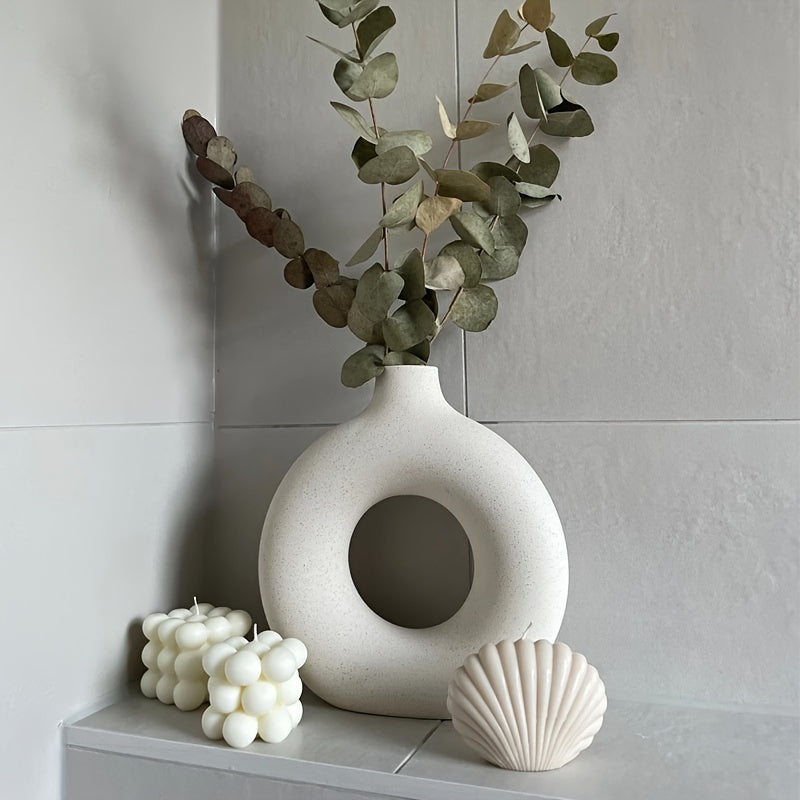 1pc, White Ceramic Vase White Vases For Decor
