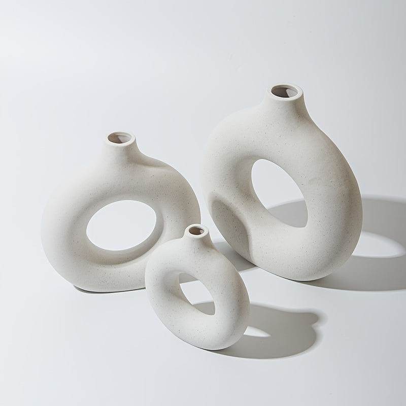 1pc, White Ceramic Vase White Vases For Decor