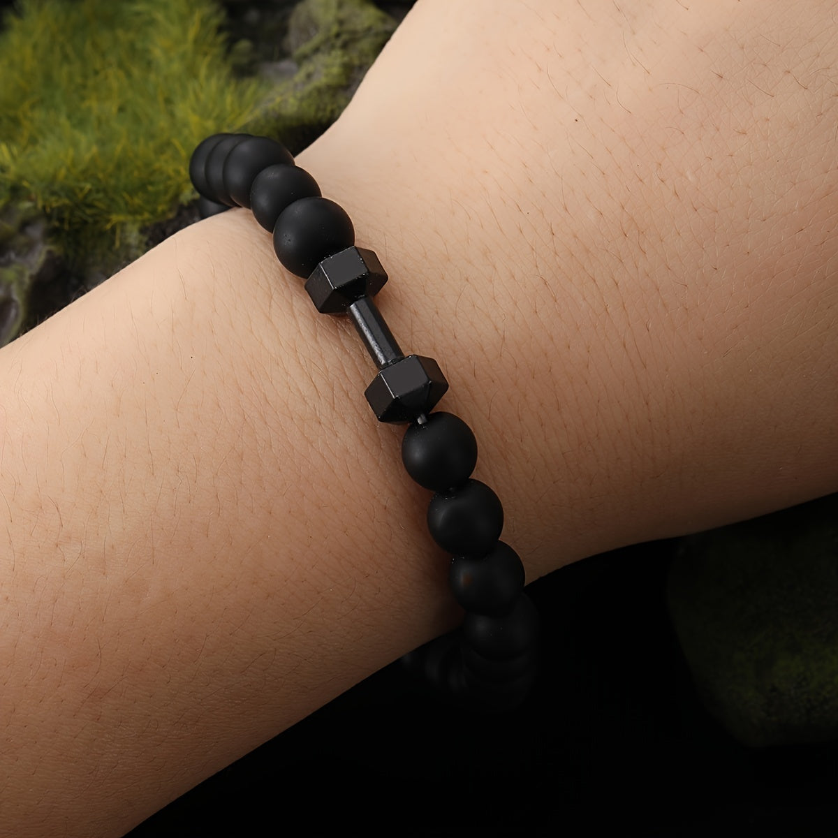 Frosted Bead Dumbbell Bracelet For Men